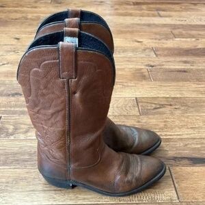 Tony Lama Brown Leather Cowboy Western Boots Distressed Rodeo Size 10.5 D Wide
